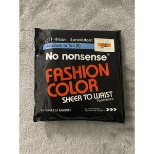 NWT Vintage No‎ Nonsense Pantyhose Womens Medium Tall Black Sheer Sandalfoot 90s